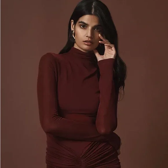 Ronny Kobo Collection | Dresses | Elegant Burgundy Long Sleeve Dress |  Poshmark
